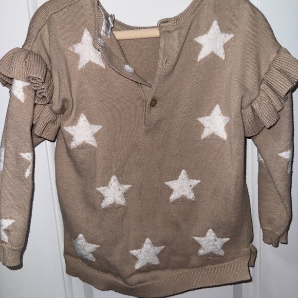 Whitalatin Girls Star Print Ruffle Sleeve Sweater – Size 2T - Picture 2 of 5